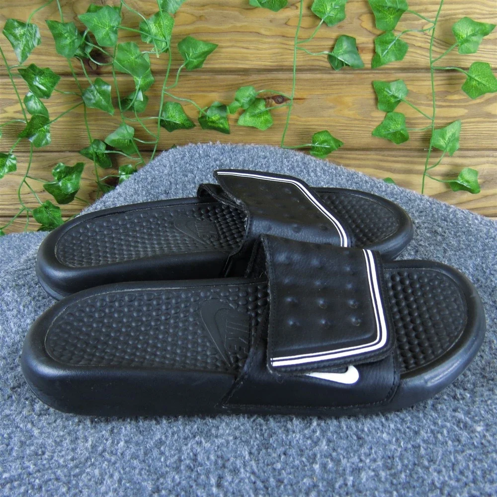Nike Slide Comfort Boys Y 6 Medium Sandal‎ Black Synthetic Hook & Loop